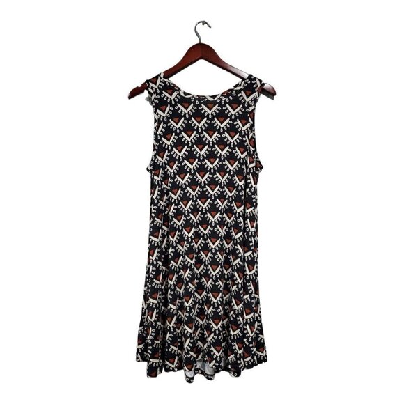 LOFT Dresses & Skirts - Loft Women's Brown Black Shift Dress Midi Sleeveless Casual Smocked Back Sz S